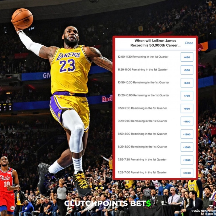  僅差1分！詹姆斯今日何時破五萬分賠率：開場30秒內(nèi)最被看好