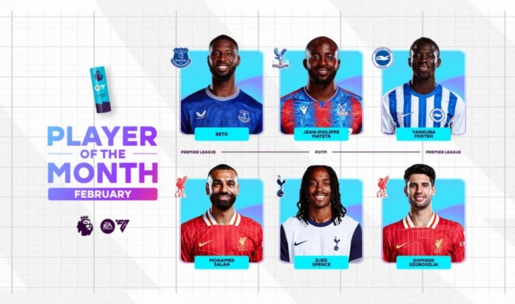  英超2月最佳候選：貝托、馬特塔、明特、薩拉赫、斯賓塞、索博