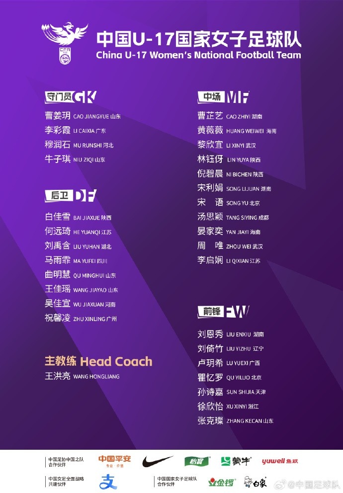  U17女足30人將在蘇州集訓(xùn)備戰(zhàn)世界杯，姜寧、朱挺擔(dān)任訓(xùn)練員